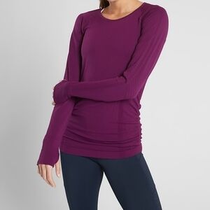 Athleta Speedlight Seamless Top Beach Plum Long Sleeve Shirt w/ Thumb Holes, XS